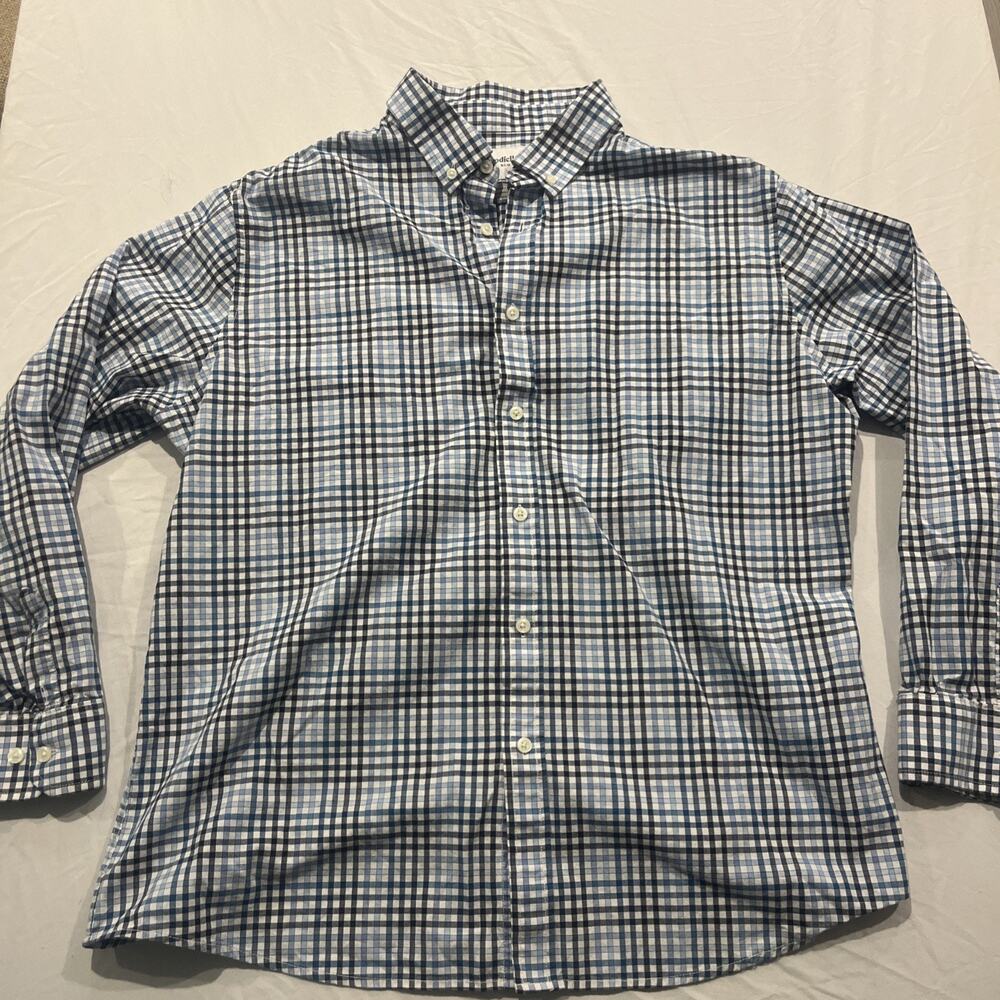 Goodfellow & Co Men's XL Blue Check Cotton Button-Down Long Sleeve Shirt